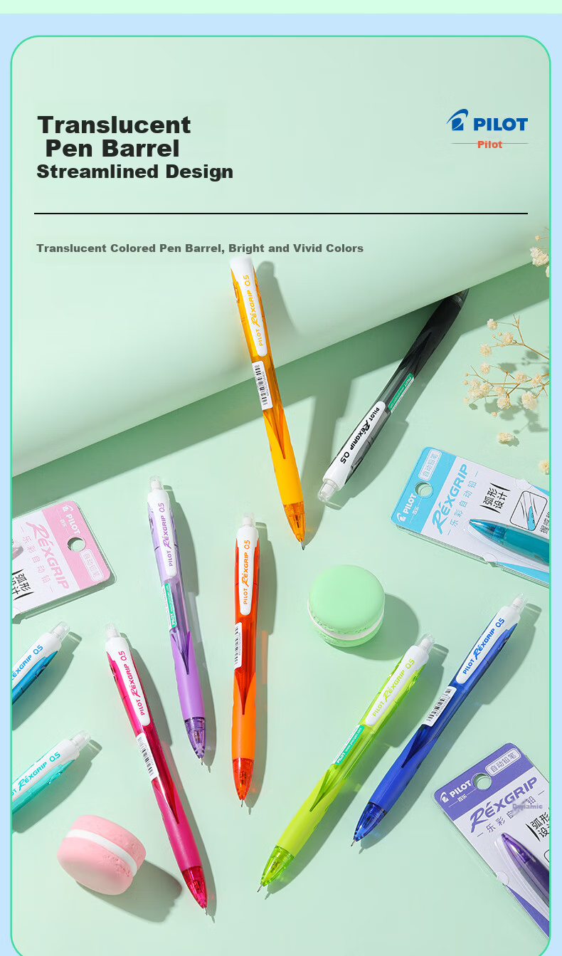 PILOT Popular Product Lekai 0.5mm Mechanical Pencil for Children Grade 1-2 Student Writing Pencil with Eraser Transparent Light Green (Includes Lead) HRG10RCLG5 3