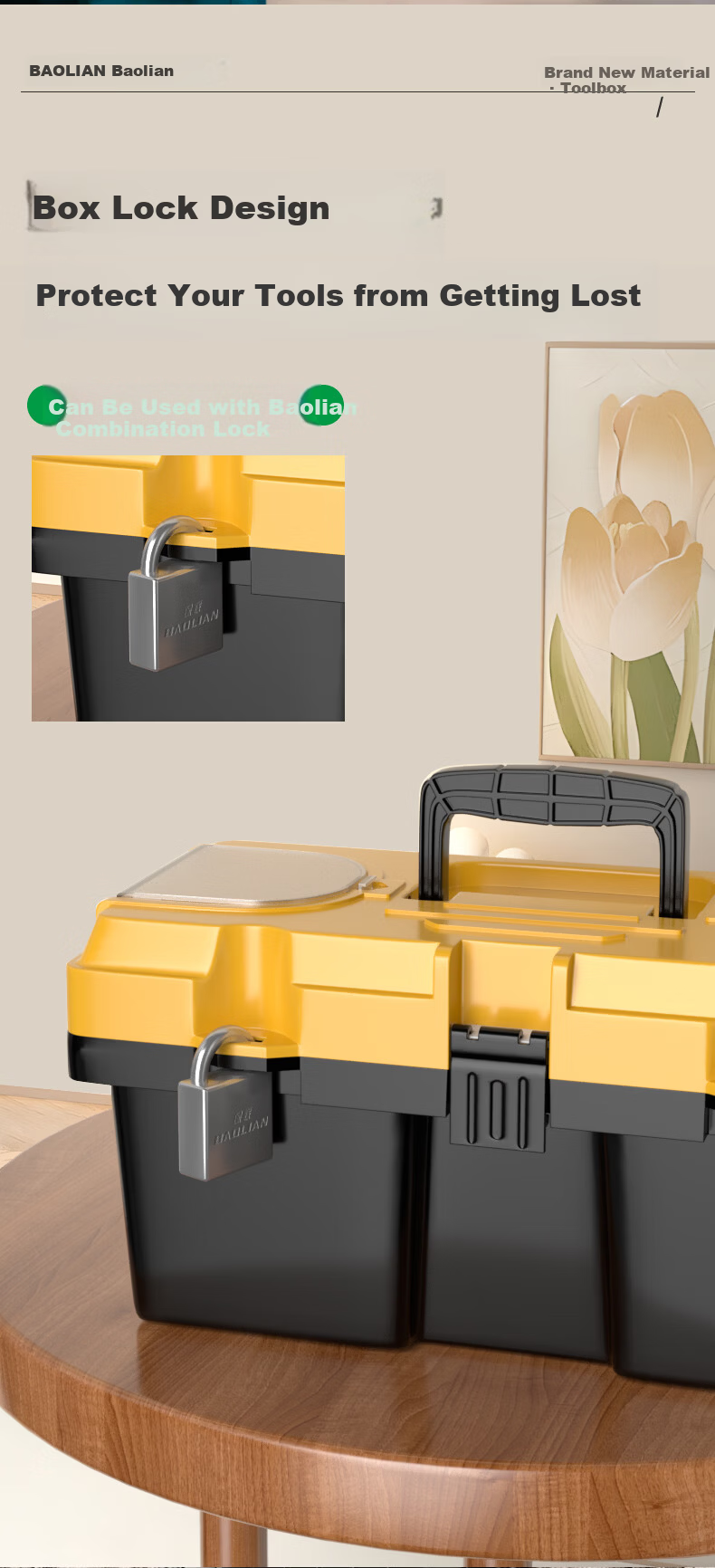 Baolian 14-inch Hardware Toolbox Multifunctional Electrician Storage Box Portable Car Carry Case 13