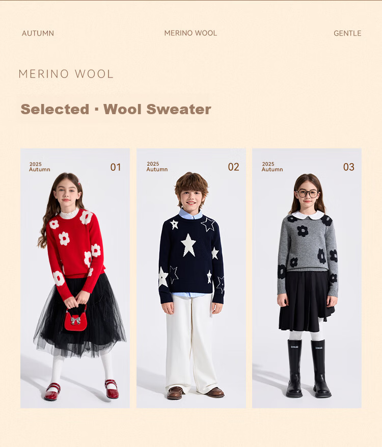 YEEHOO Boys Wool Sweater Kids Pullover 100% Wool Crew Neck Fashion Spring Dark Blue Size 120 1