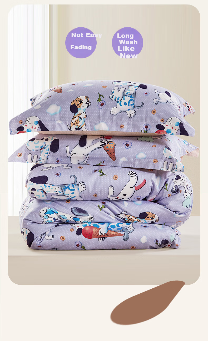 Fuanna Children's Bedding Set 4-Piece 100% Cotton Infant A-Class Full Cotton Sheet and Duvet Cover Dormitory 1.5m Bed 203*229cm 9