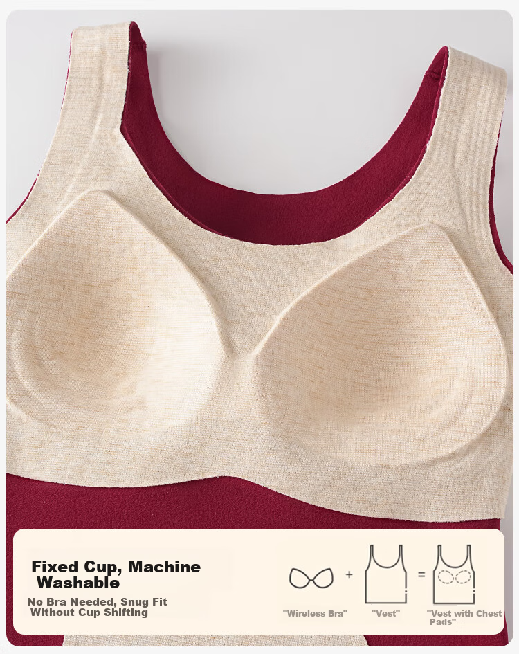 Ordifen Women's Thermal Vest with Integrated Bra Pad, Anti-Sagging, Fleece-Lined, Slim Fit Seamless Innerwear for Autumn and Winter, 2XL 7
