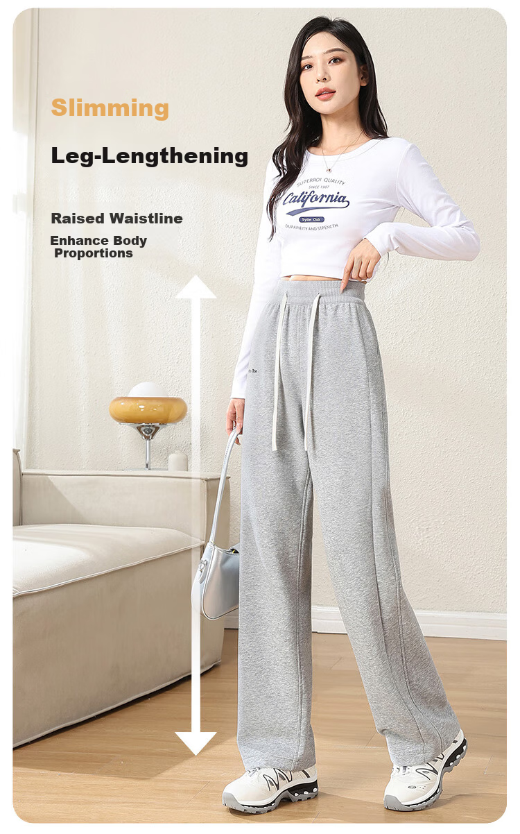 FitonTon Women's Sports Pants, Autumn And Winter High-Waisted Slim-Fit Banana Pants, Loose-Fitting Sweatpants, American-Style Wide-Leg Pants, Slimming Versatile Trousers 4