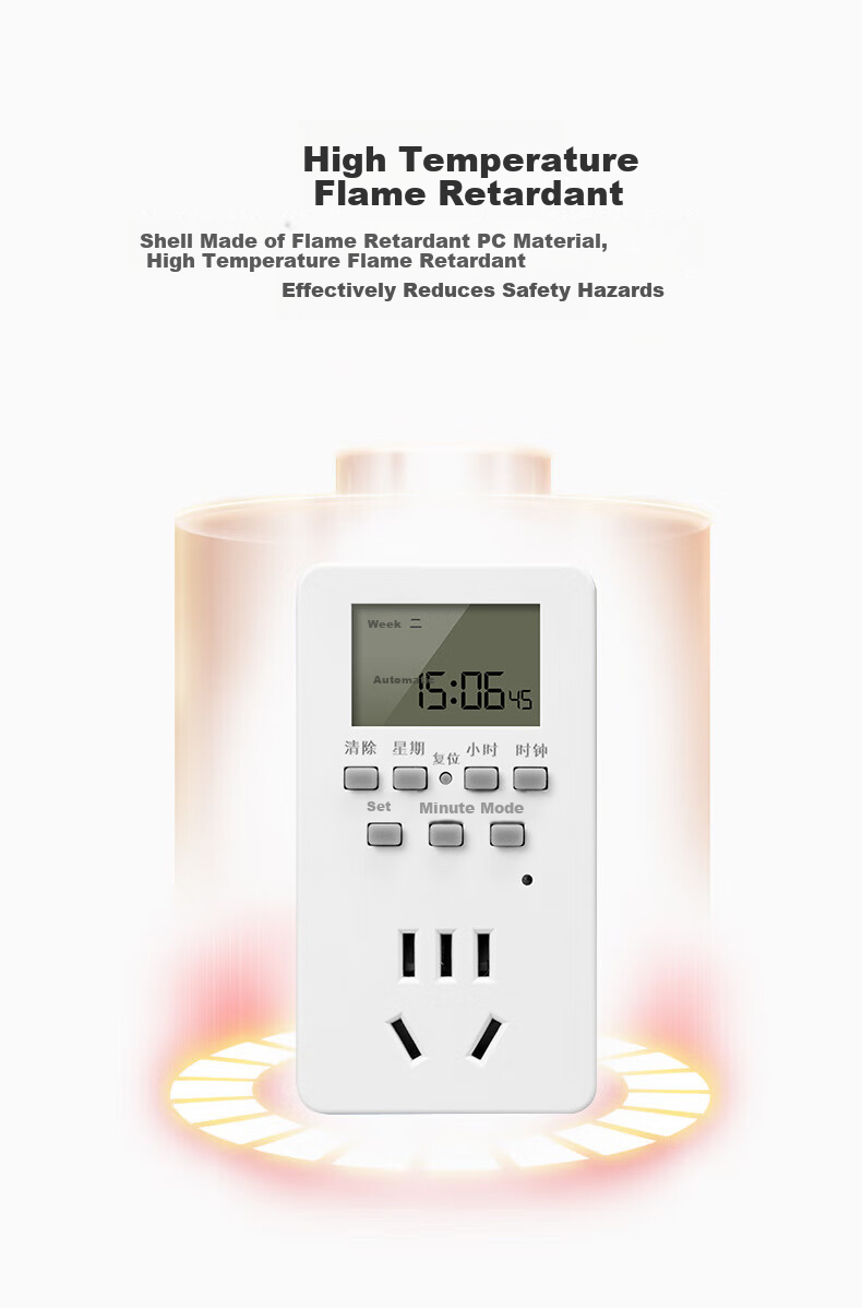 FDD Electronic Timer Socket 24-Hour Segment Timer Switch Automatic Power-Off Smart Socket 10A Standard Timer Socket 6
