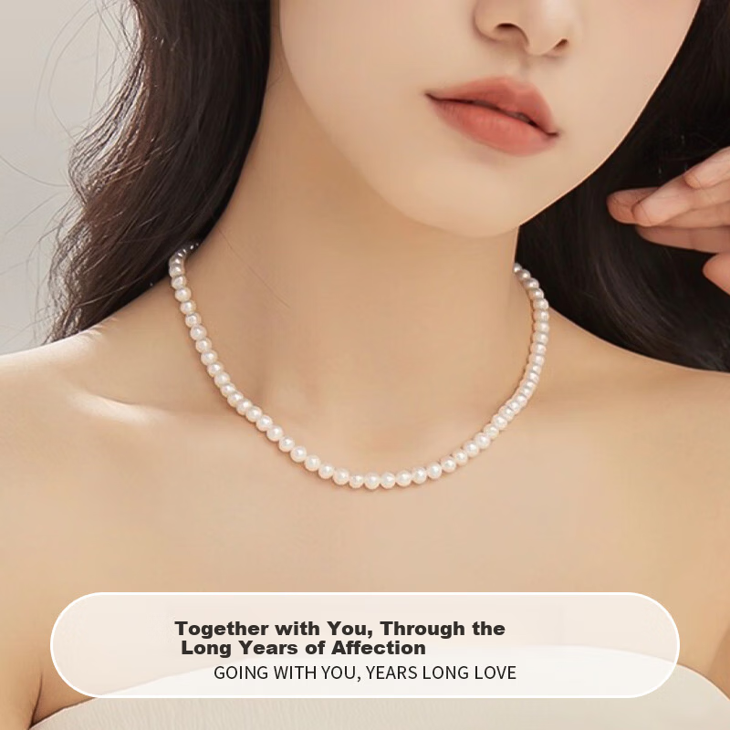 Chow Tai Fook Women's Necklace Strong Luster Perfect Round Shi Family Pearl Clavicle Chain Birthday Gift for Girlfriend and Mom