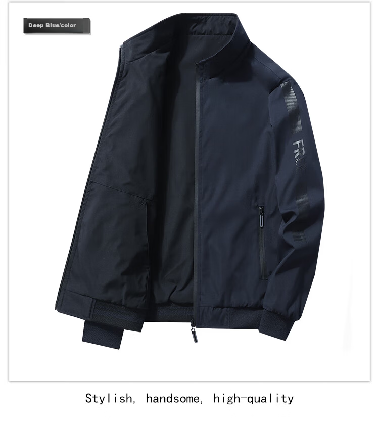 RED DRAGONFLY Men's Autumn Winter Business Commuter Stand Collar Casual Windproof Reversible Jacket Haze Blue 3XL 16