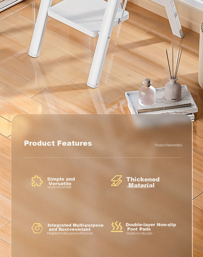 Baoyouni Household Ladder Folding Step Stool Multi-Functional White 3-Step 2
