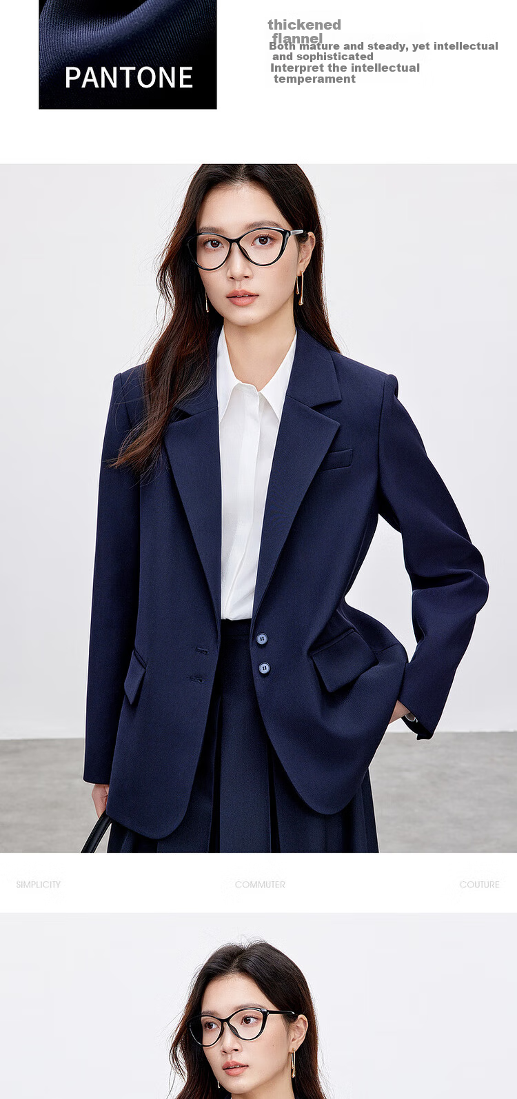Sentubila Elegant Commuter Women's Autumn Wrinkle-Free Loose Blazer High-Intelligence Casual Jacket Black M 14