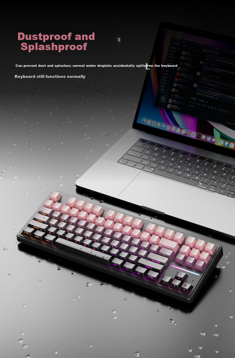 EWEADN V80 Wired Silent Mechanical Keyboard High-Quality Gradient Side-Printed 87-Key Portable RGB Backlit Gaming Office Laptop Peripheral for Women 4