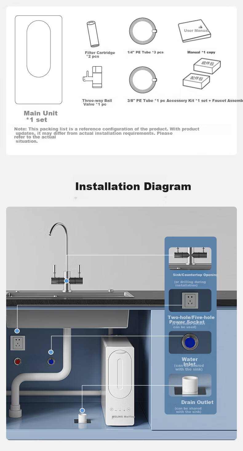 MeiLing 800G Household Water Purifier Dual Outlet Direct Drinking Water Machine Long-lasting RO Reverse Osmosis Under-sink Tap Water Filter Pure Water Machine ME-DR80420 10