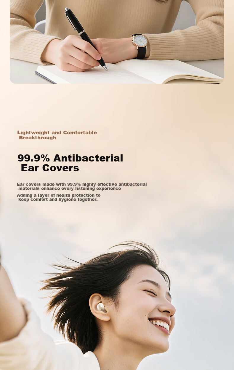Lenovo Bluetooth Earbuds Bean-Style In-Ear True Wireless Sleep Noise-Cancelling Earphones 2026 New Hot Model Ultra-Long Battery Life Gaming HD Sound Music Headphones EA289 Sakura White 9