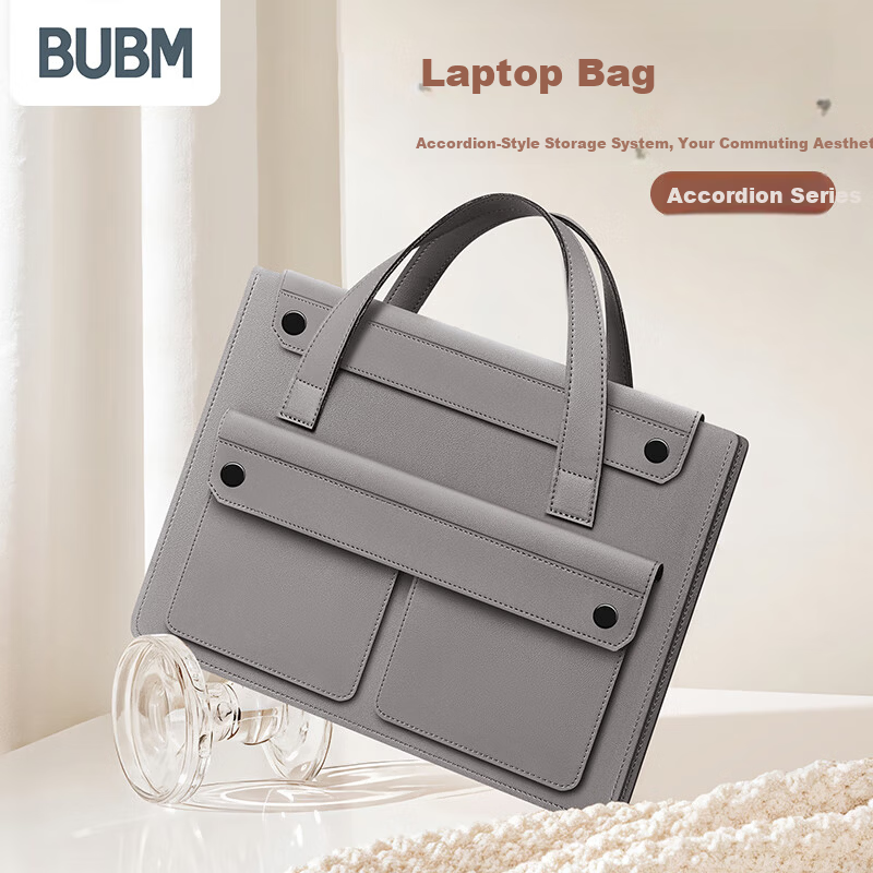 Biyoumei Accordion Waterproof Laptop Bag for Lenovo Xiaoxin 13-inch Lightweight Large Capacity Apple Mac Gray