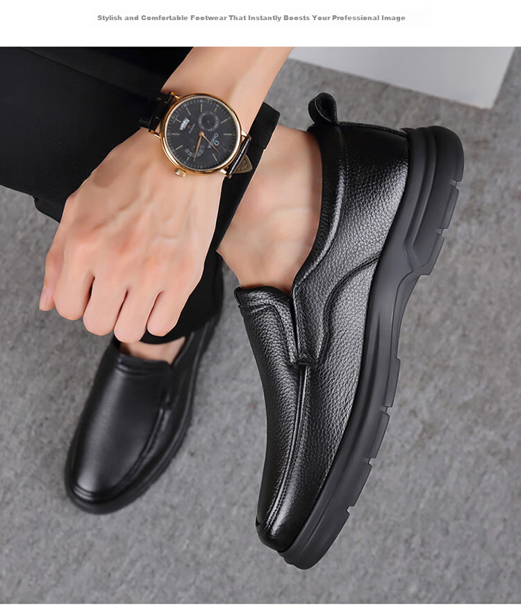 Hengyuanxiang Men's Slip-On Business Casual Breathable Driving Loafers J7276 Black Size 42 12