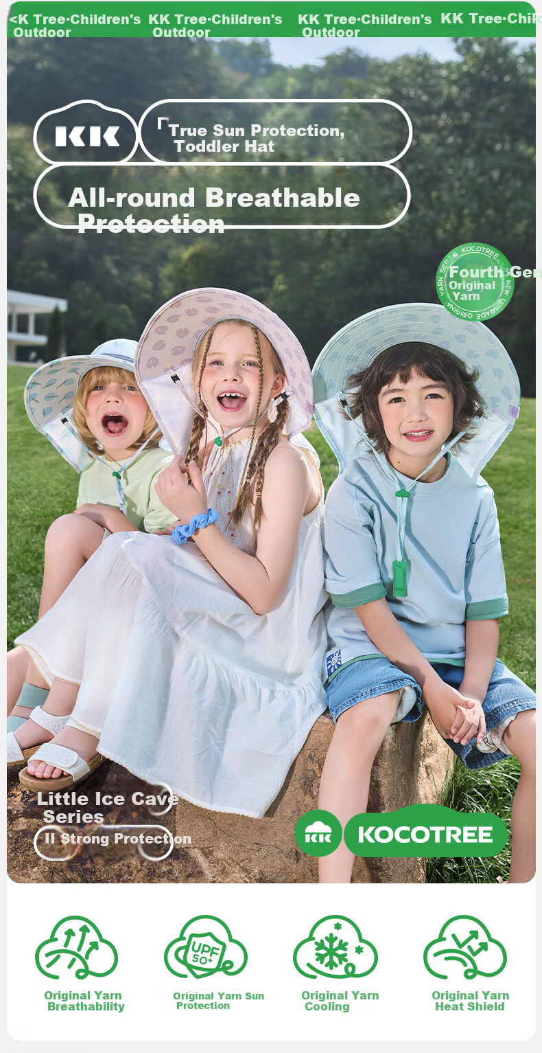 Kocotreekk Kids UV Protection Baby Neck Cover Sun Hat Gray M 2