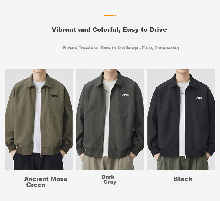 JEEP Men's Spring Autumn Workwear Jacket Loose Fit Lapel Outdoor Coat Ancient Moss Green 3XL 5