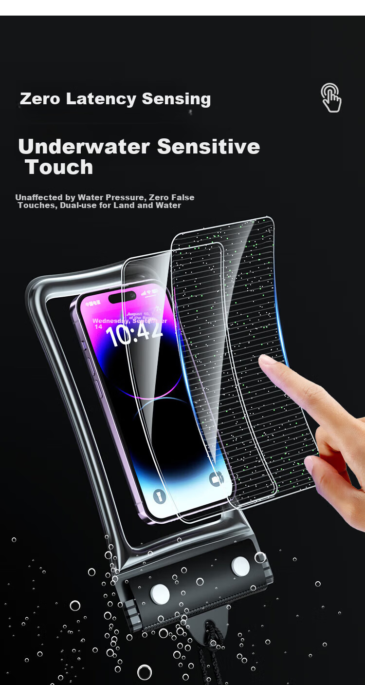 Beiyipin Transparent Waterproof Phone Pouch Touchscreen Swimming Beach Floating Water Park Sealed Lanyard Airbag Phone Case Neck Hanging Waterproof Rainproof Hot Spring Deep Diving Sealed Bag 11