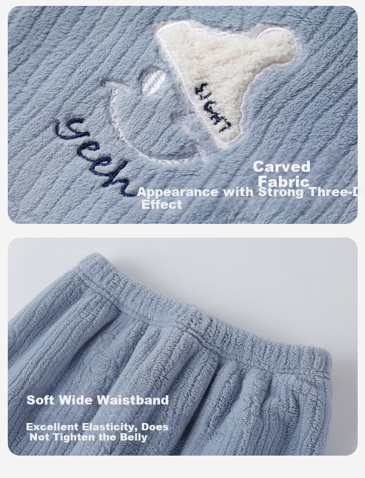 YEEHOO Kids Autumn Winter Fleece Thickened Anti-Static Pajamas Homewear for Older Children Teen Boys and Girls 15