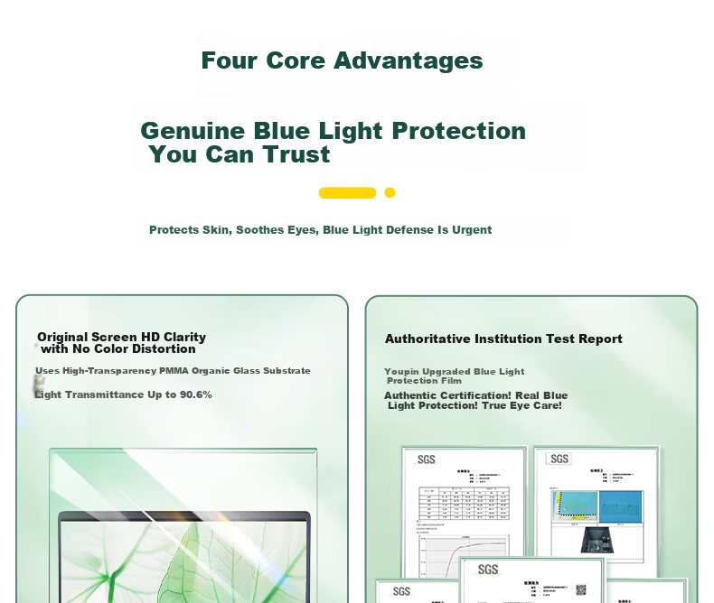 Youpin Anti-Blue Light Screen Protector for Monitor and Laptop, Radiation Shield Eye Protection Blue Light Filter Film, Acrylic Hanging Cover, 13.3 Inch 16:10 3