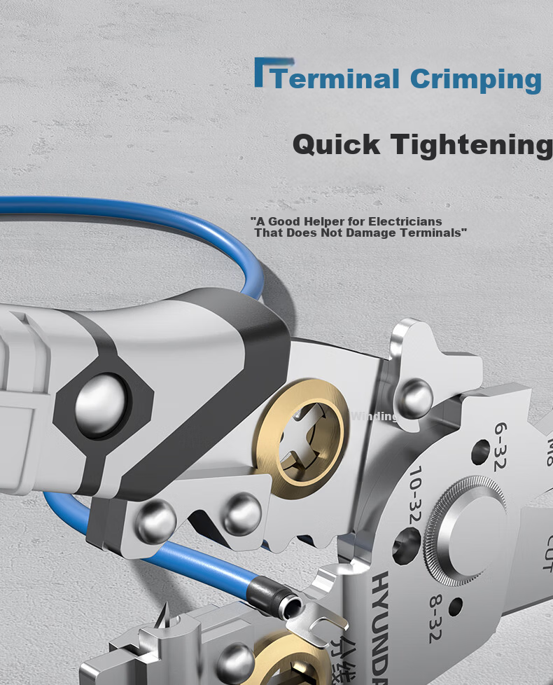 HYUNDAI Korea 7-inch Multi-function Electrician Wire Stripper Pliers Stainless Steel Wire Stripping Pliers 13
