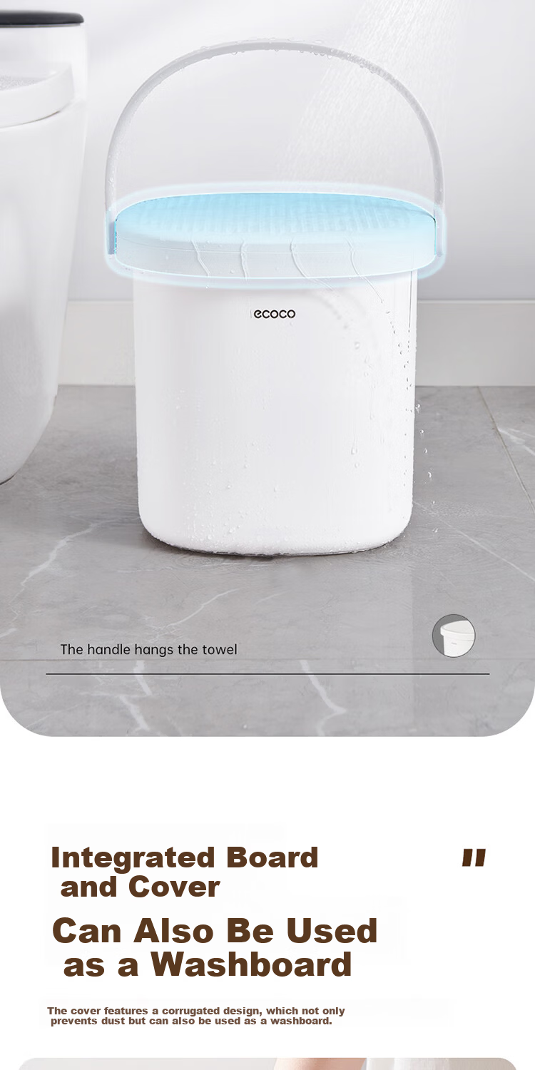 Ecoco 9L Portable Bucket with Lid, Student Dormitory Wash Bucket, Children's Foot Soaking Plastic Small Water Bucket E24146 Standard Edition 5