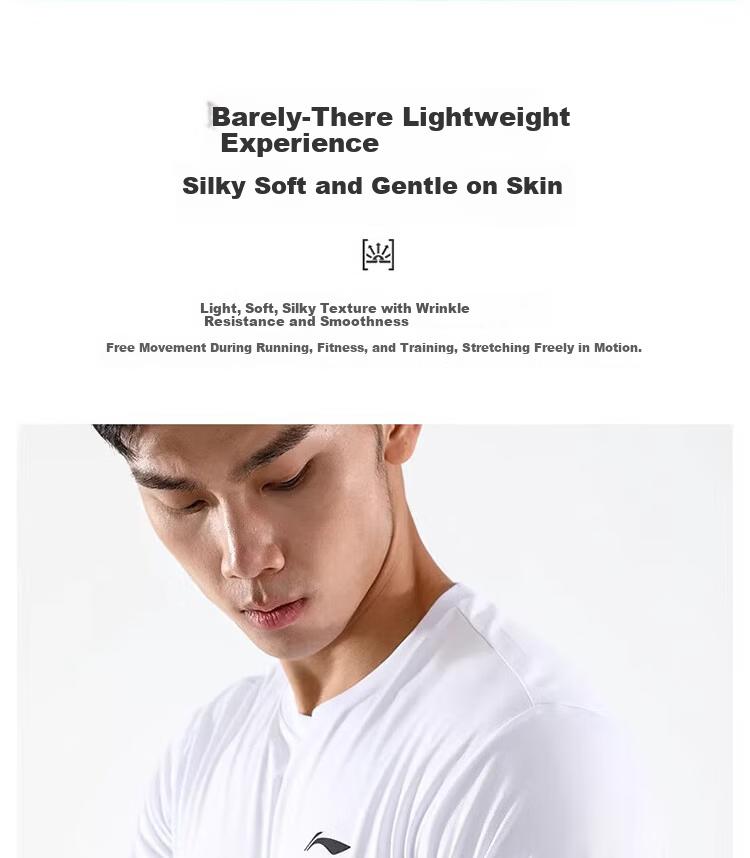 LI-NING Men's Summer Quick-Dry Breathable Short Sleeve T-Shirt AHST575-1-S 9