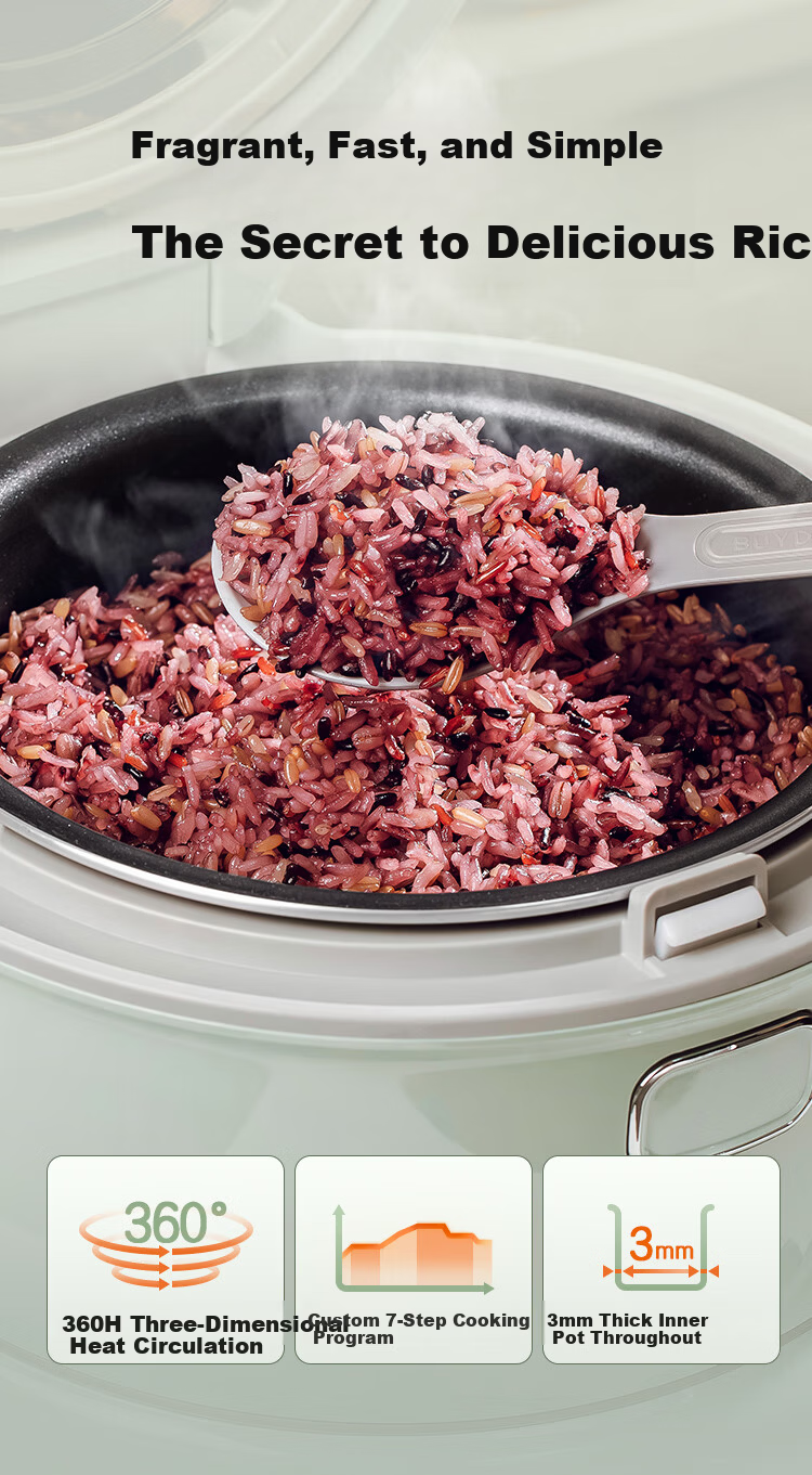 Buydeem Rice Cooker, Home Use Detachable Multi-Functional Large Capacity Cooking Pot, IH Heating Non-Stick Inner Pot, 2-5 People [Xiao Ge Huang] Rice Cooker + Barbecue Pot + Hot Pot, 3L 4