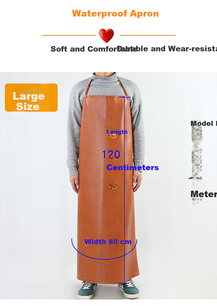 Anxianda Waterproof Oil-Resistant Leather Apron Work Protective Durable Soft Leather Apron Factory Workshop Black Small Size 9