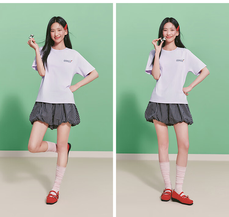 Semir BB Collaboration 100% Cotton Women's Short Sleeve T-Shirt 2026 Summer Breathable Loose Fit Crew Neck Top 109326100021 30