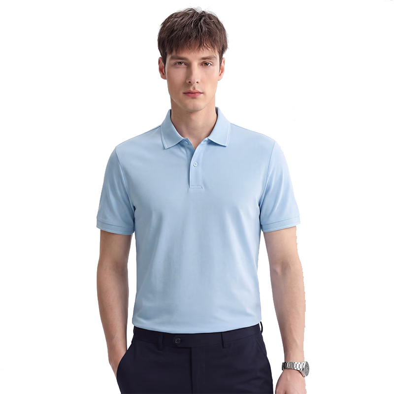 FIRS [Cooling Mulberry Silk] Men's Summer Mulberry Silk Short Sleeve Polo Shirt Casual P2602-3 2XL