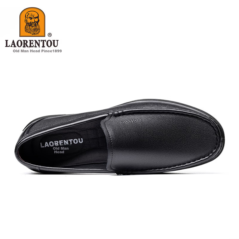 LAORENTOU Men's Leather Shoes Business Casual First Layer Cowhide Wear-Resistant Comfortable Driving Dad Shoes LA13506 Black 44