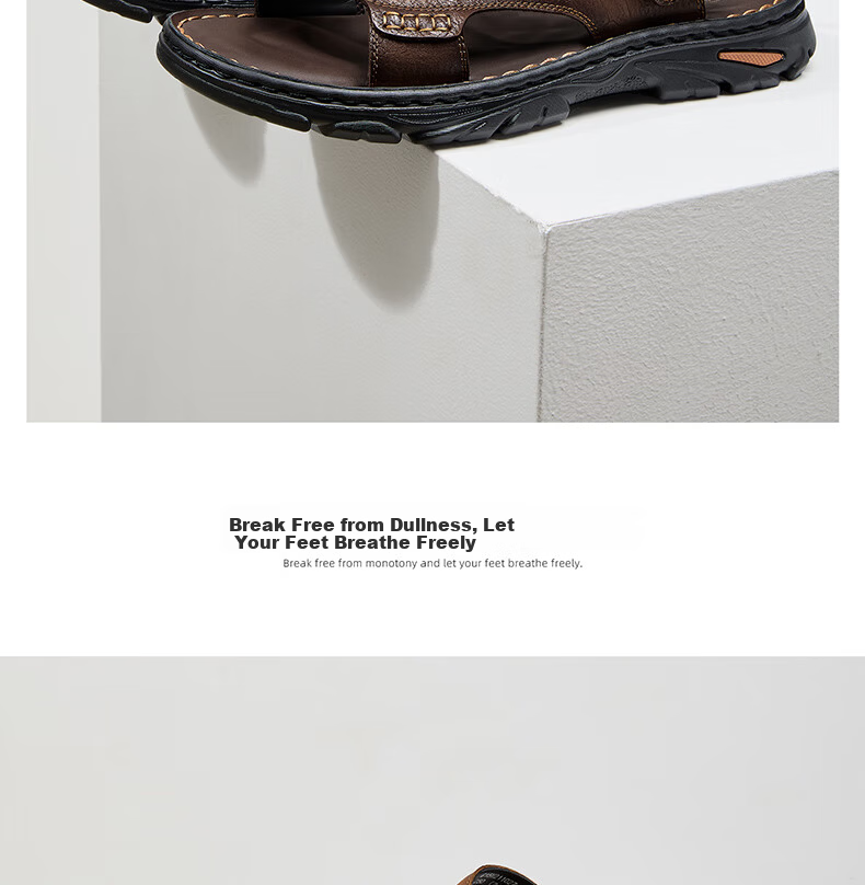 CAMEL Comfortable Soft Cowhide Breathable Dual-Wear Durable Business Casual Leather Sandals for Dad G15M211027 Brown Size 43 11