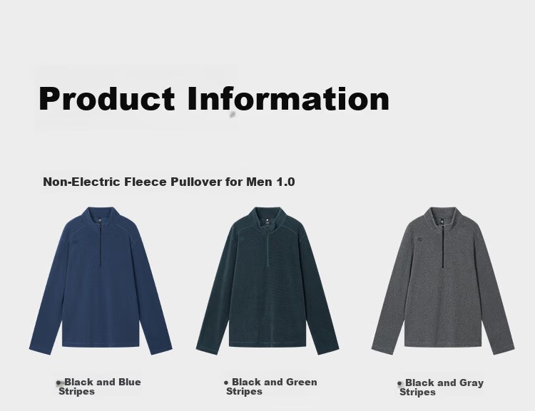 JD Jingzao Men's Thermal Fleece Outdoor Jacket Winter Sports Polar Fleece Liner Black Gray Stripe S 3
