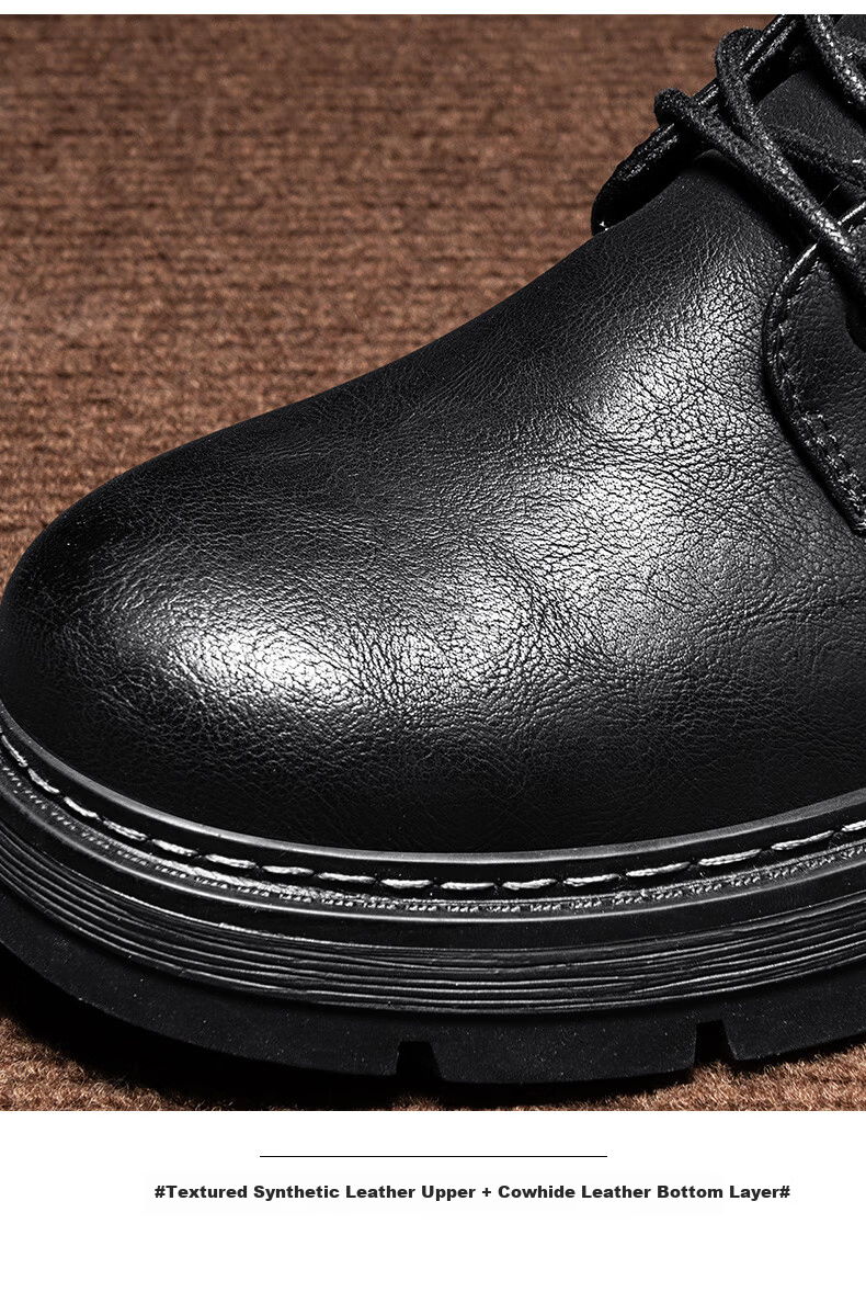 Bull Family [Zhang Ruoyun Same Style] Men's Genuine Leather Martin Boots 2026 Autumn Winter New High-top British Style Work Boots for Men 4