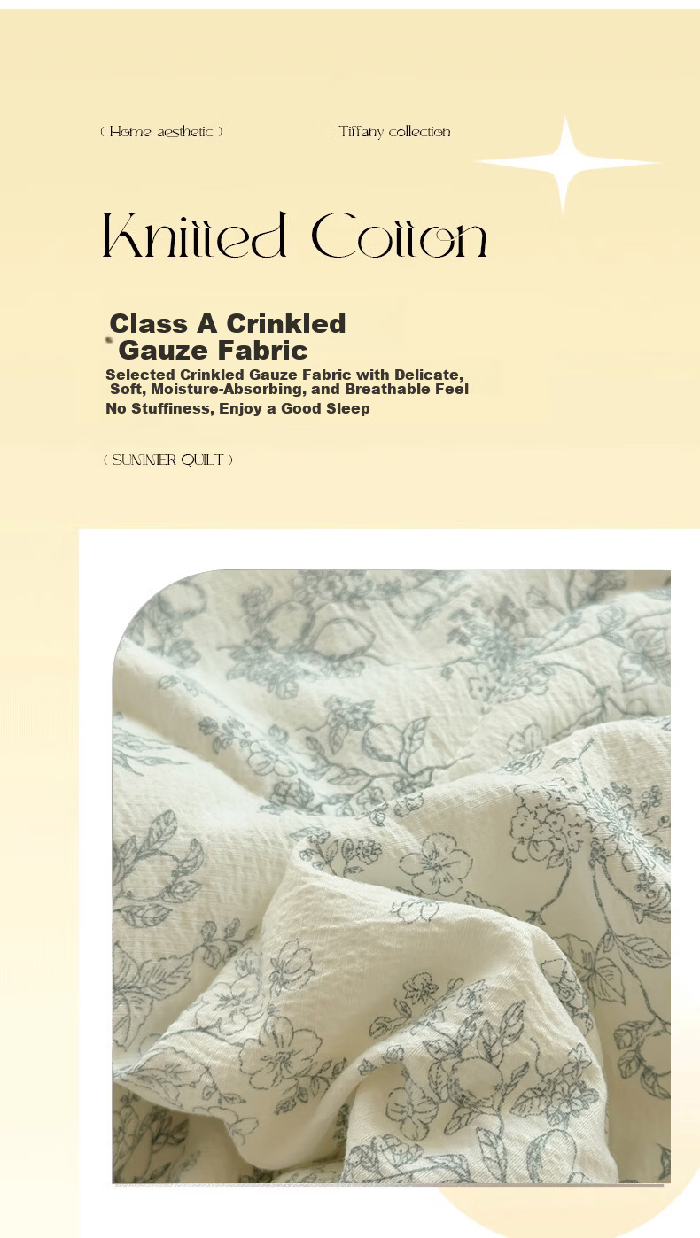 MUJI Class A Wrinkled Gauze Air Conditioning Quilt 200×230cm Lace Edge Double Quilt Core All-Season Thickened Version 6