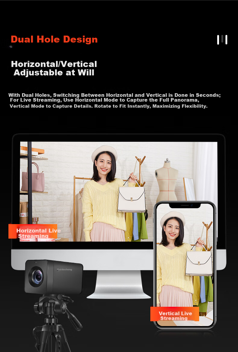 Huibo T100 DSLR-Level Live Streaming Camera 4K Ultra HD Camcorder Laser Focus 18x Zoom Remote Control Green Screen Vertical Screen Outdoor Teaching Conference TikTok Live Streaming Video Equipment 9