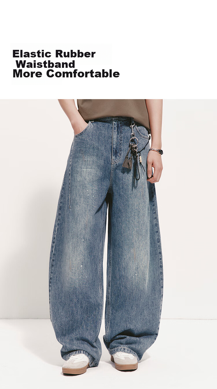 Semir Wang Anyu's Same Style, Men's Loose Curved Knife Pants for Summer 2026, Washed Denim Trousers Trendy 109326124114 4
