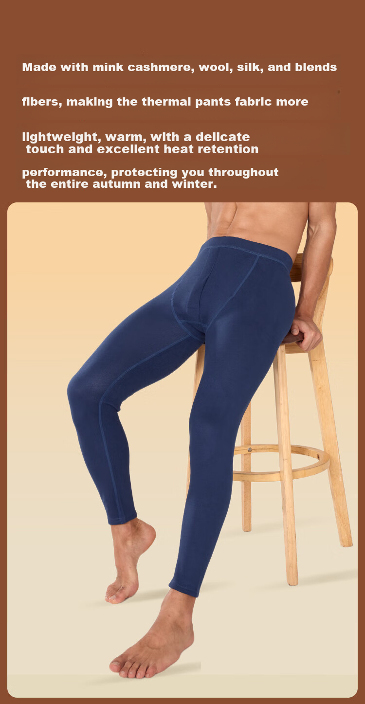 MiiOW 8-in-1 Mink Fur and Silk Knee Support Cotton Pants Men's Thermal Thickened Fleece Antibacterial Cold-Resistant Long Johns 5