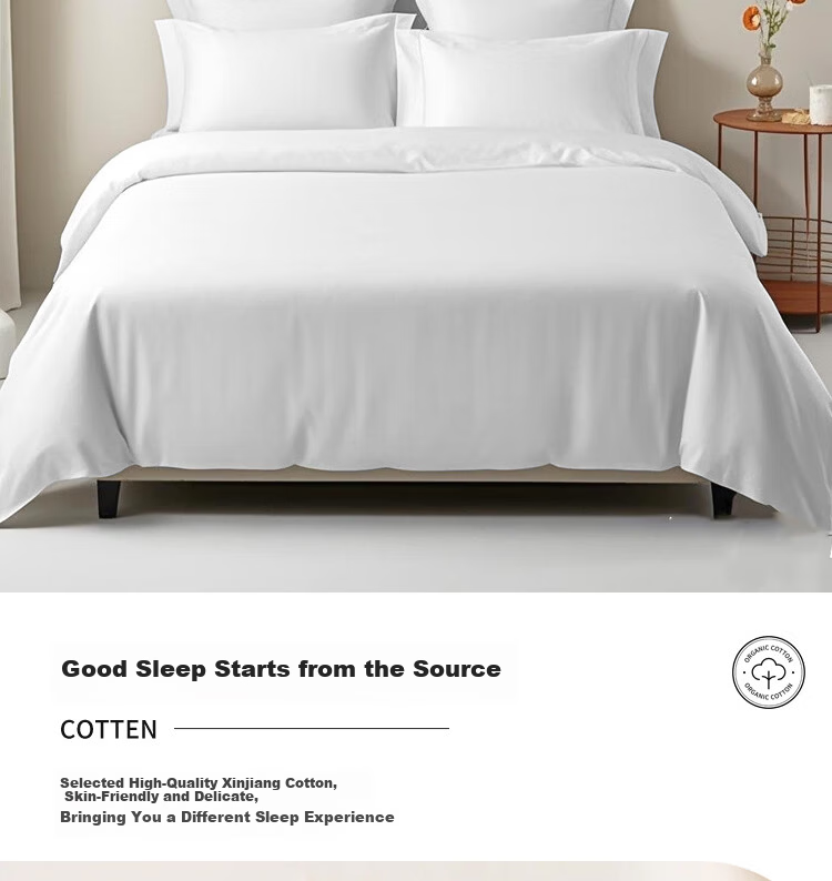 ZiiU Hotel Bedding Set 4-Piece White Fitted Sheet Duvet Cover Premium Luxury Five-Star Hotel Corporate Purchase Fitted Sheet Style 1.5m Bed 5