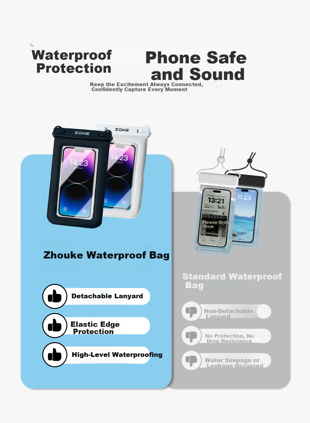 ZOKE Waterproof Phone Diving Case Touchscreen Swimming Underwater Camera Bag Universal for Apple Huawei 625505916-2 2