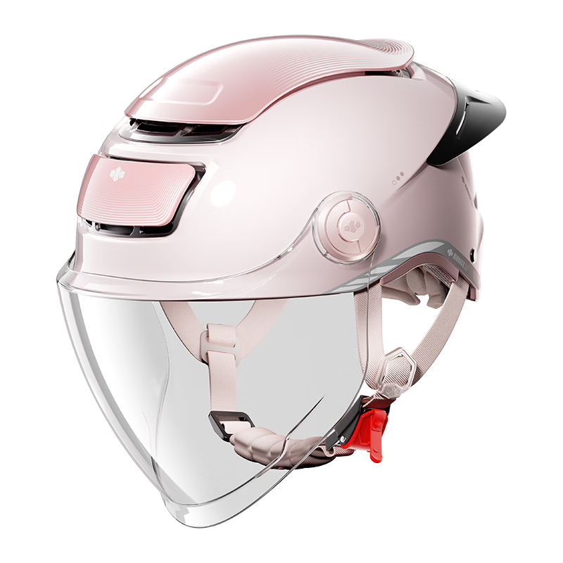 Two Little Bees 3rd Generation Zero-Feel Sunroof Helmet 3C Certified Electric Motorcycle Helmet Unisex Summer Sun Protection Half Helmet Breathable Safety Cap Large Tail Wing / Soft Cherry Pink