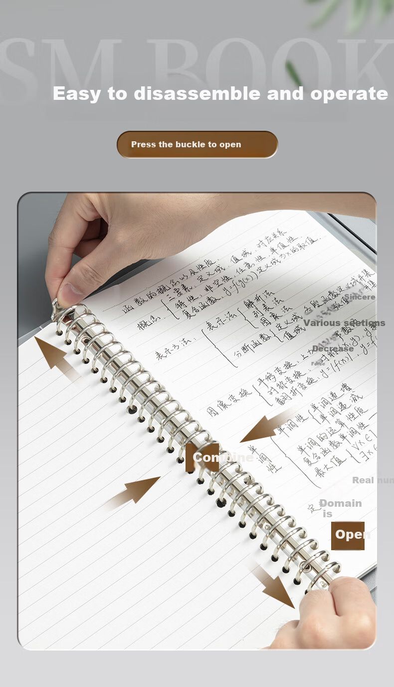 M&G B5 50-Sheet Loose-Leaf Notebook Detachable 8-Hole Meeboki Series Plain Color HB5600AA Exam Essential 5