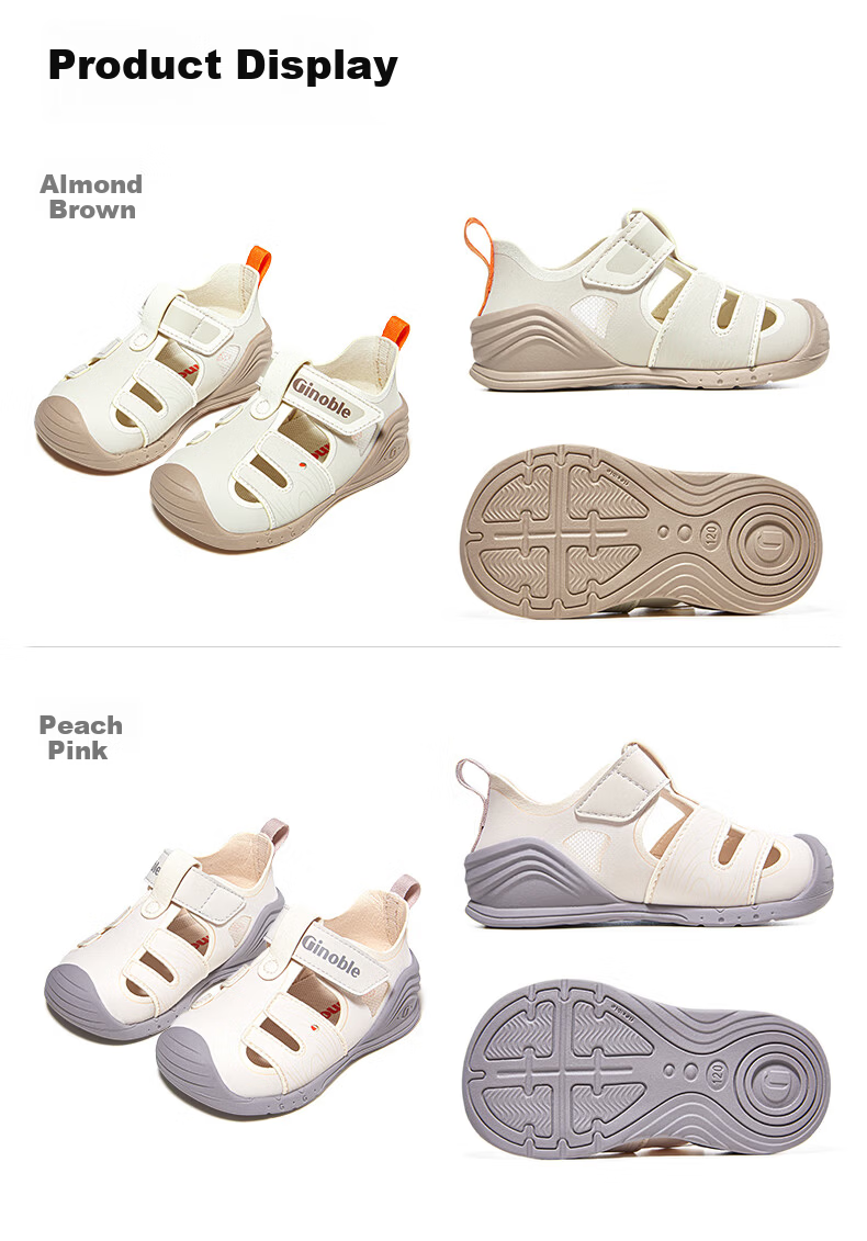 Ginoble Baby Sandals, Summer Breathable Walking Shoes, Boys And Girls Shoes, Infant Functional Shoes, GB2435 Peach Pink 2