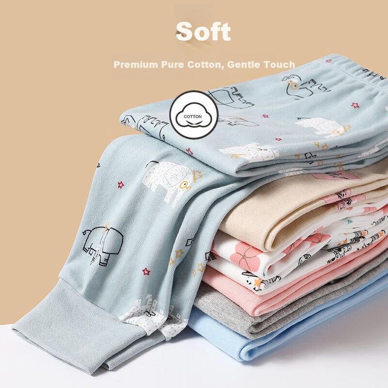 Caiyue Children's 100% Cotton Thermal Autumn Pants Boys Elephant Print Sleepwear