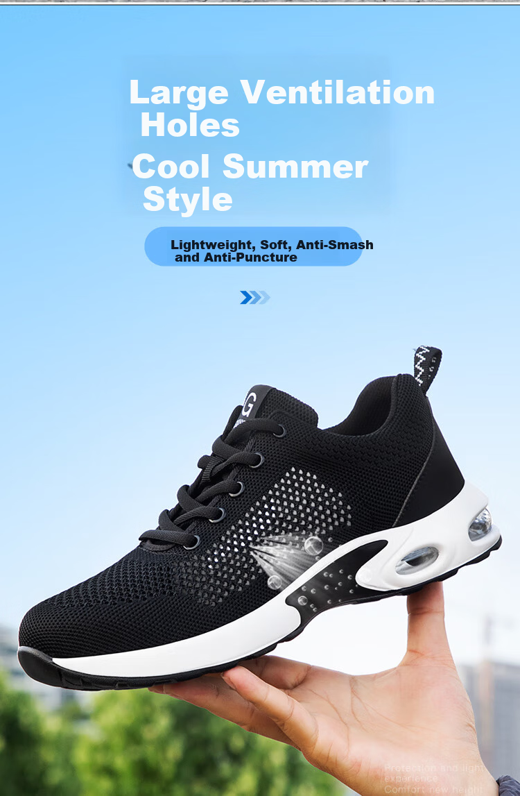 Jingtu Men's Summer Breathable Anti-Smash Steel Toe Anti-Puncture Soft Lightweight Durable Safety Shoes 2022-1 Size 44 2