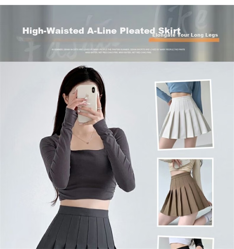 Langsha Pleated Skirt Women Spring 2026 New High Waist Slimming College Style A-Line Mini Skirt Petite JK Suit Short Skirt 1