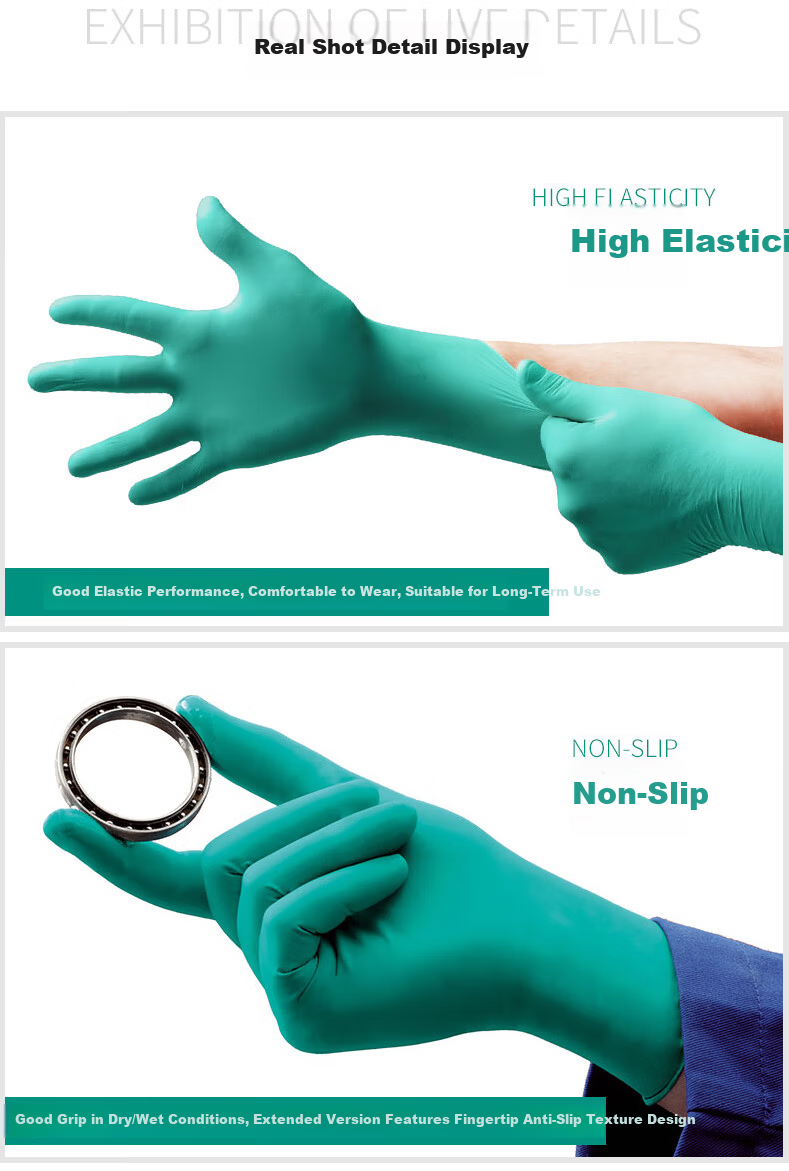 Ansell Disposable Nitrile Rubber Gloves Chemical Resistant Oil Resistant Acid and Alkali Resistant Laboratory Thickened Non-slip Wear-resistant Gloves 92-600 (100 pcs/box) S 8