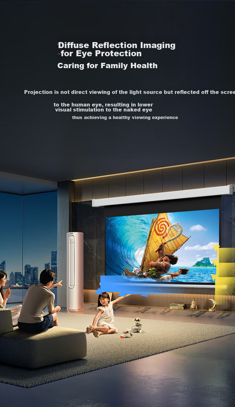 JD Original 100-Inch Electric Suspended White Light Particle Screen, 4K High-Definition, No Drilling Required, Formaldehyde-Free, Suitable for Home Office And Outdoor Use, Compatible with XGIMI, Jmgo, Dangbei Projectors 10