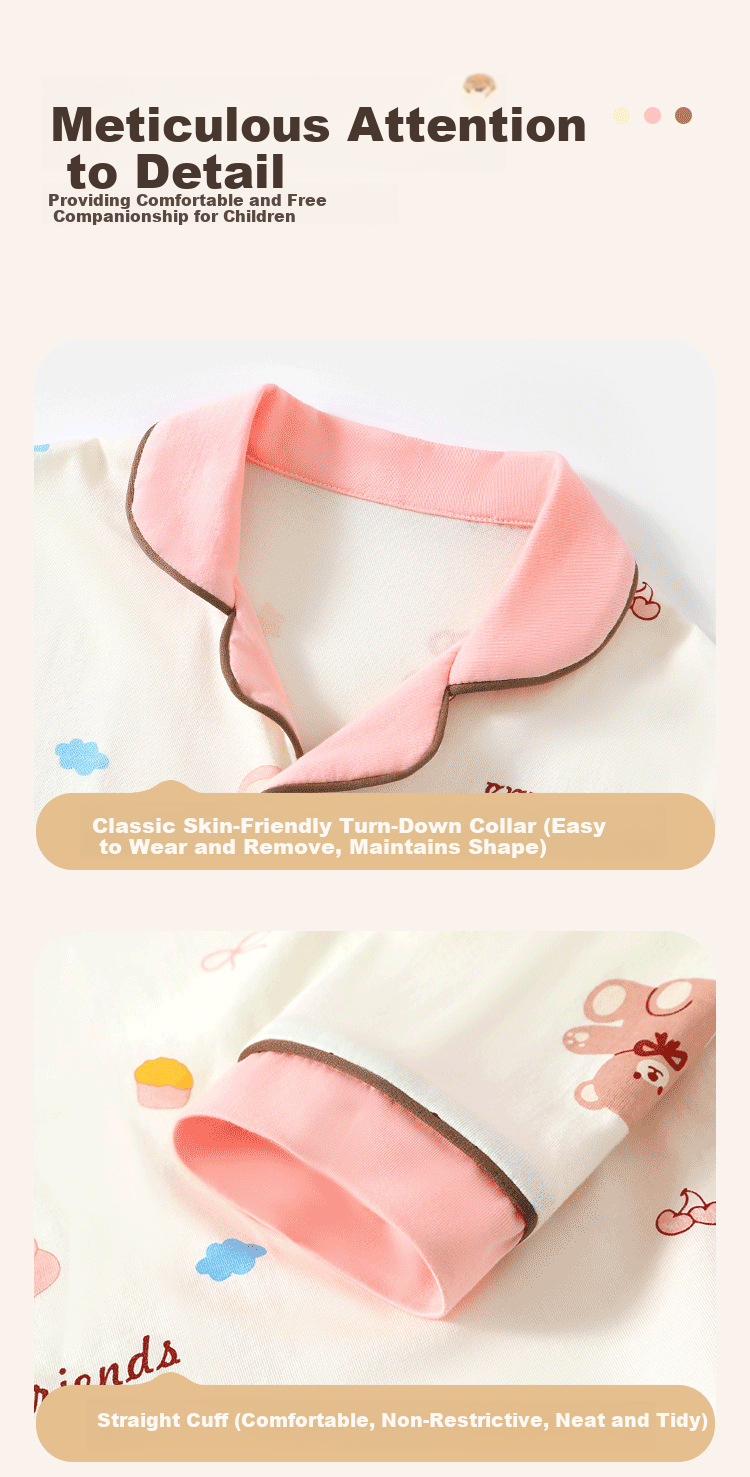 Badibadi Spring And Autumn Cotton Pajama Set for Infants And Toddlers, Boys And Girls Baby Sleepwear Air Conditioning Wear with Bear Rabbit Letter Design, Size 140 8