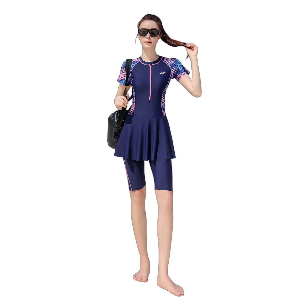 Xtep Women's Slim Fit High-End Swimwear High Elastic Comfortable Versatile One-Piece Swimsuit for Hot Springs and Beach Vacation