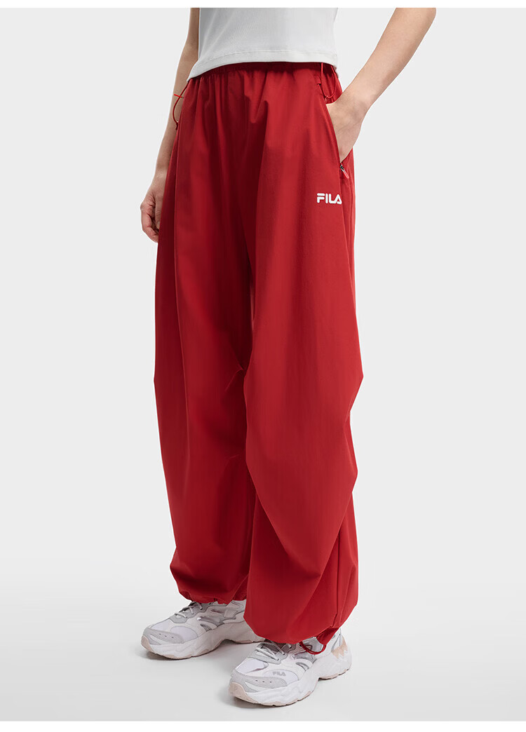 FILA Women's Woven Long Pants 2026 Summer Casual Loose Cool Sun-Protective Straight-Leg Trousers [Han So-hee Style] 45