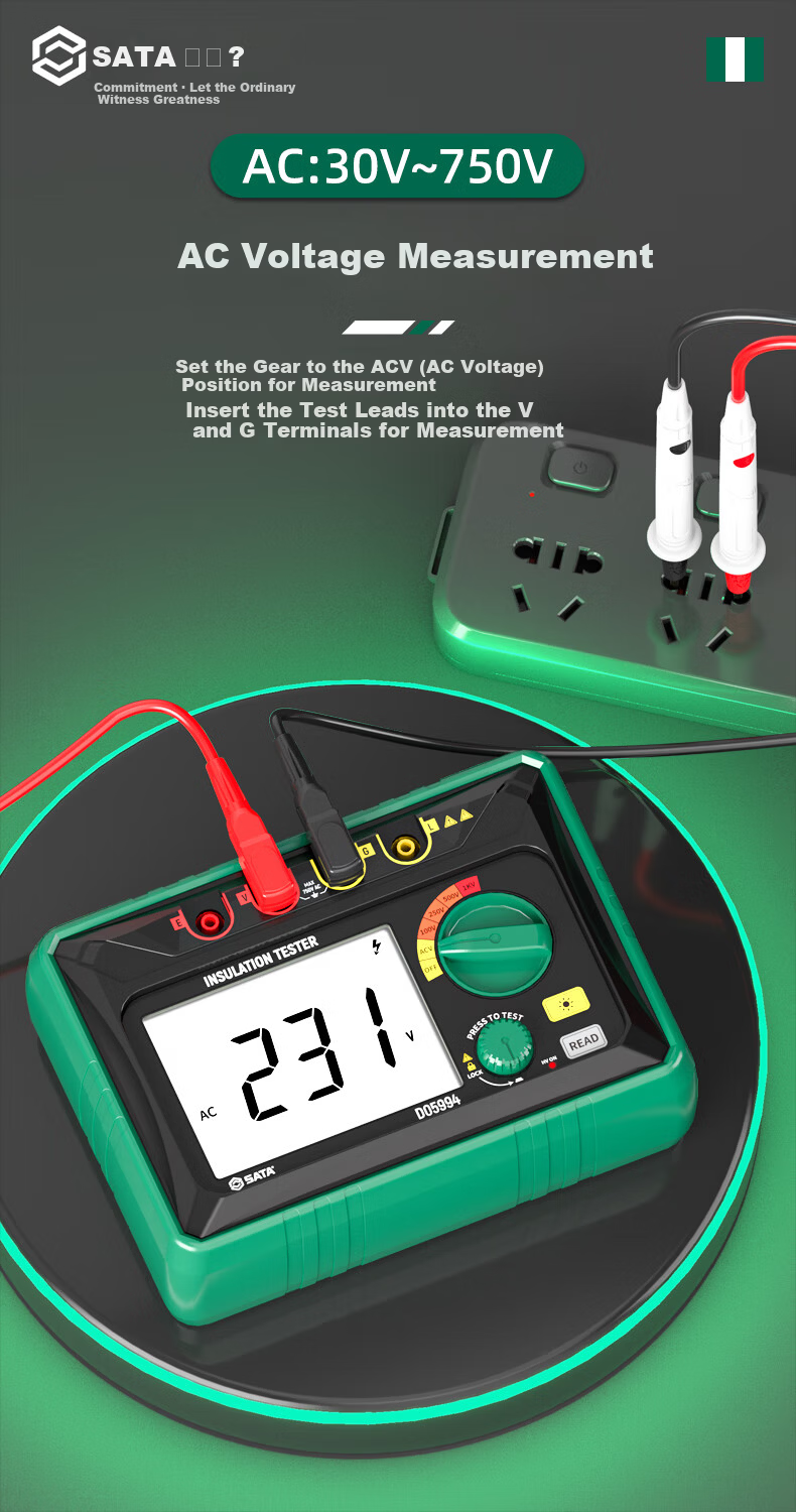 SATA Insulation Resistance Tester Digital Electronic Megohmmeter High Voltage 1000V Leakage Meter D05994 5